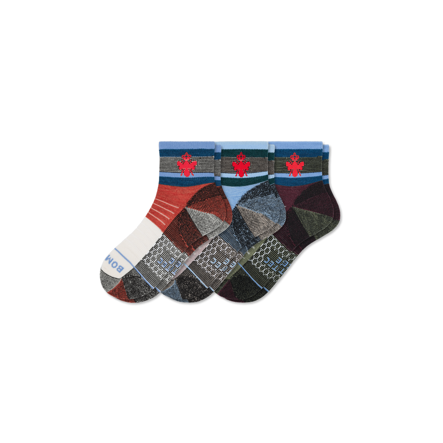 Cotopaxi x Bombas Merino Wool Blend Hiking Quarter Sock 3-Pack - Cozy Crew Cushion