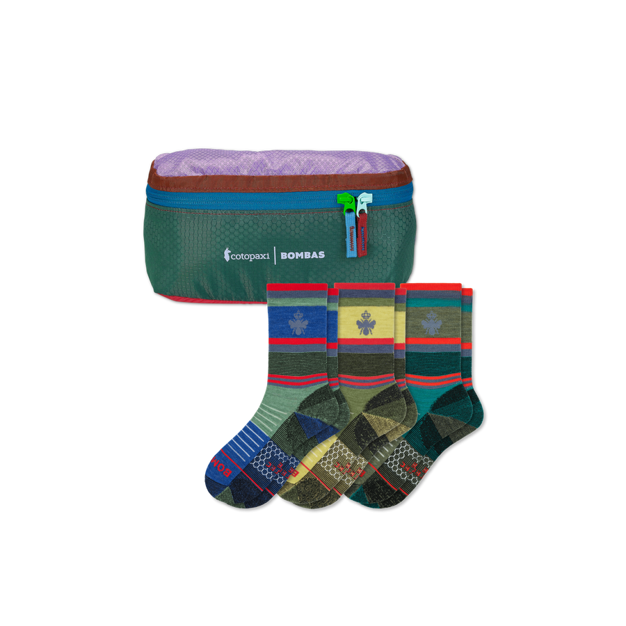 Cotopaxi x Bombas Merino Wool Blend Hiking Calf Sock 3-Pack & Fanny Pack - Fresh Pack