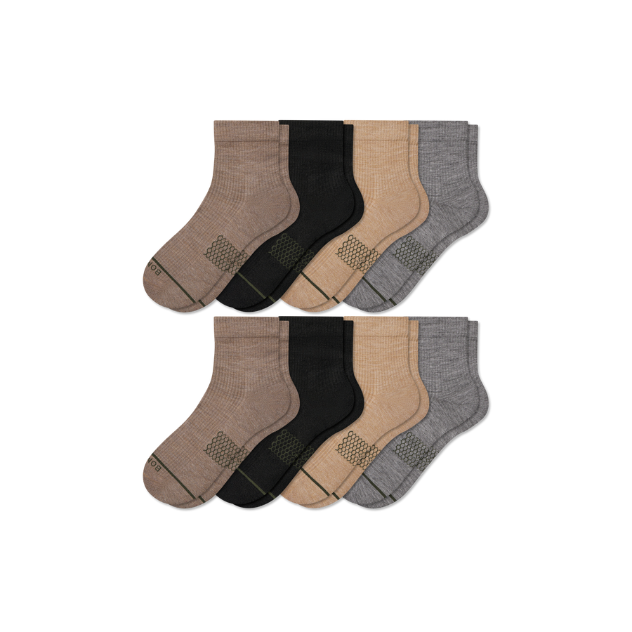 Men's Merino Wool Blend Modern Rib Quarter Sock 8-Pack - Steady Home Fit