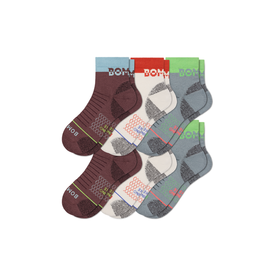 Men's Merino Wool Blend Hiking Quarter Sock 6-Pack - Cozy Recovery Support
