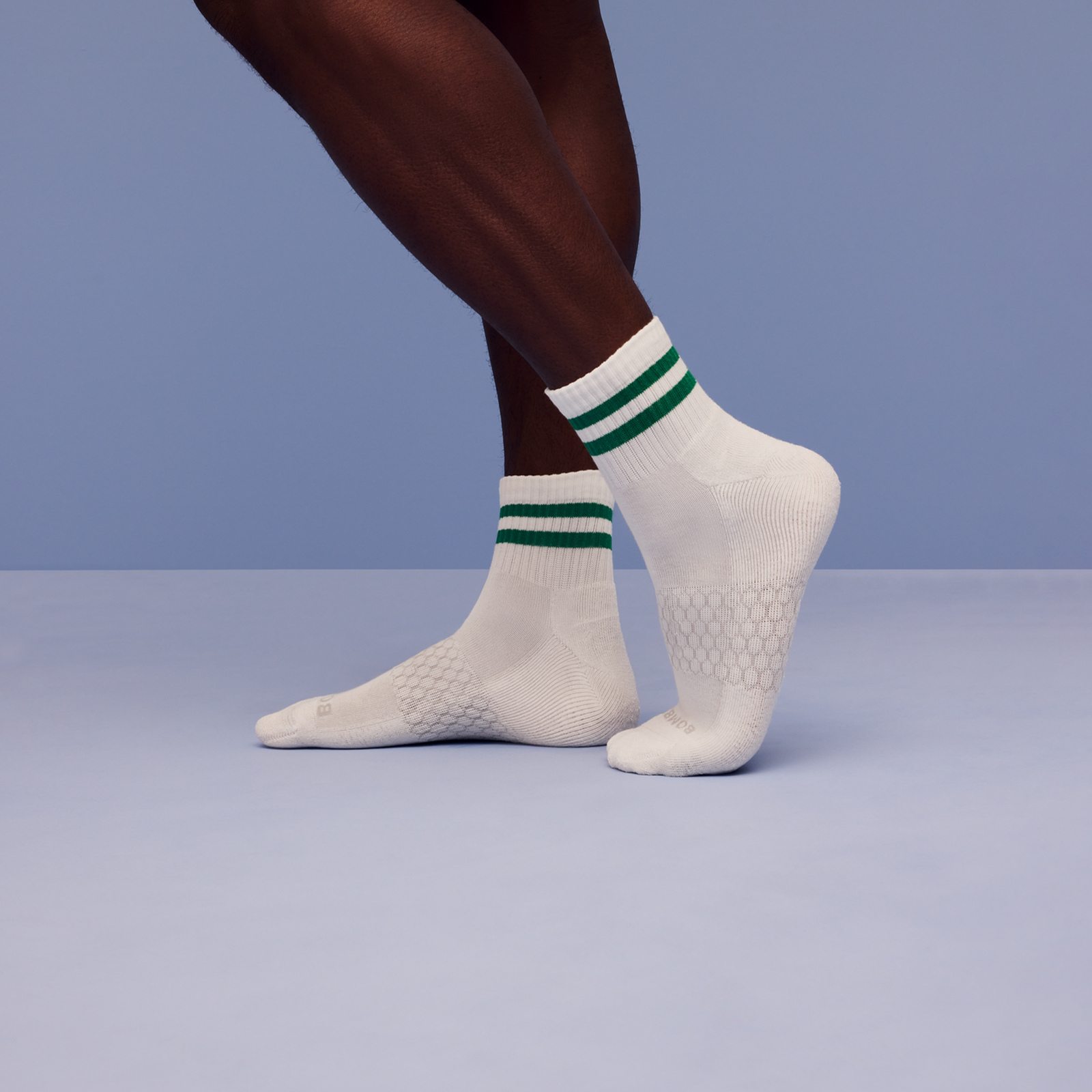 Vintage Stripes Quarter Socks - Soft White / Jungle MO1 [9006] [Lifestyle]