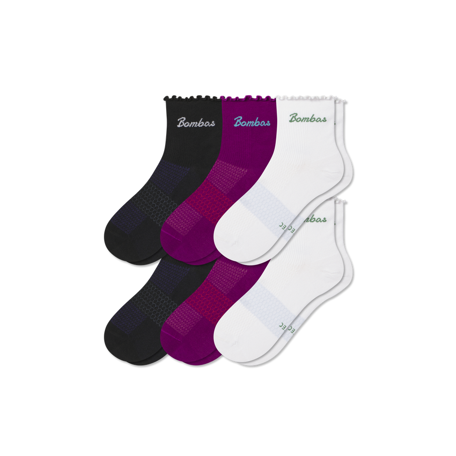 Women’s UltraLite Ruffle Sport Quarter Sock 6-Pack - Easy No Show Step