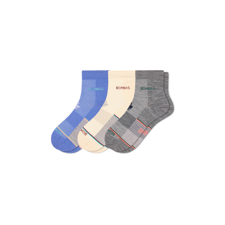 Women's UltraLite Sport Merino Wool Blend Quarter Sock 3-Pack - Weekend Trail Move
