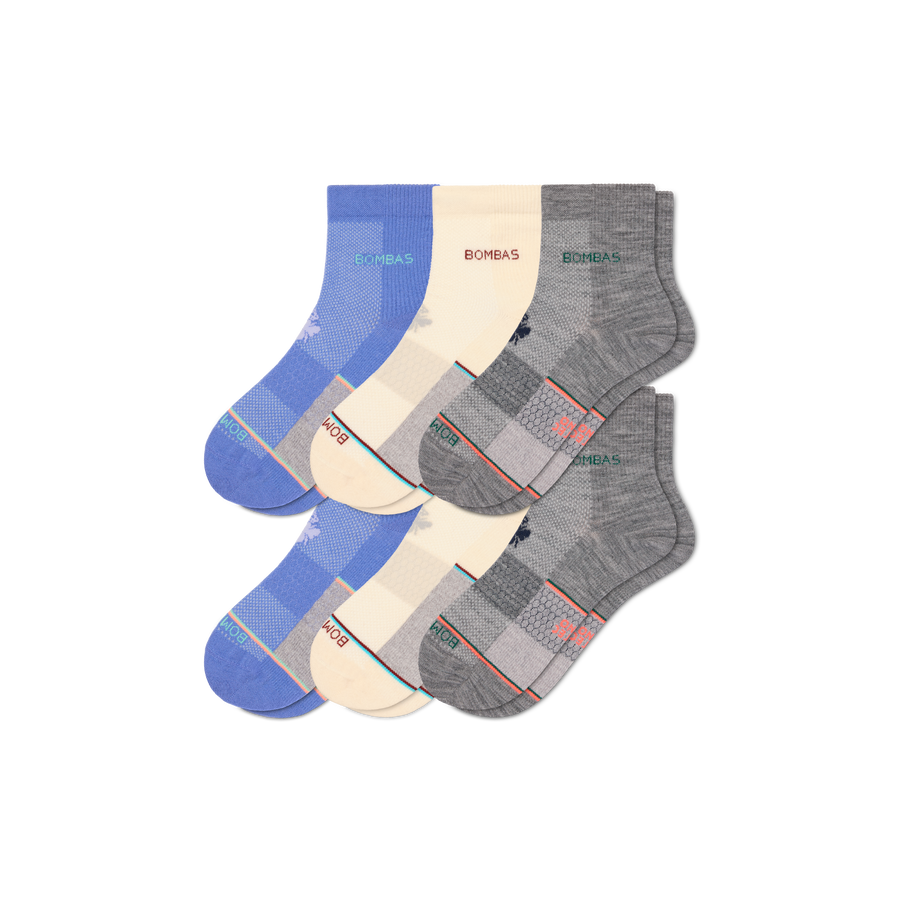 Women's UltraLite Sport Merino Wool Blend Quarter Sock 6-Pack - Trail Crew Fit