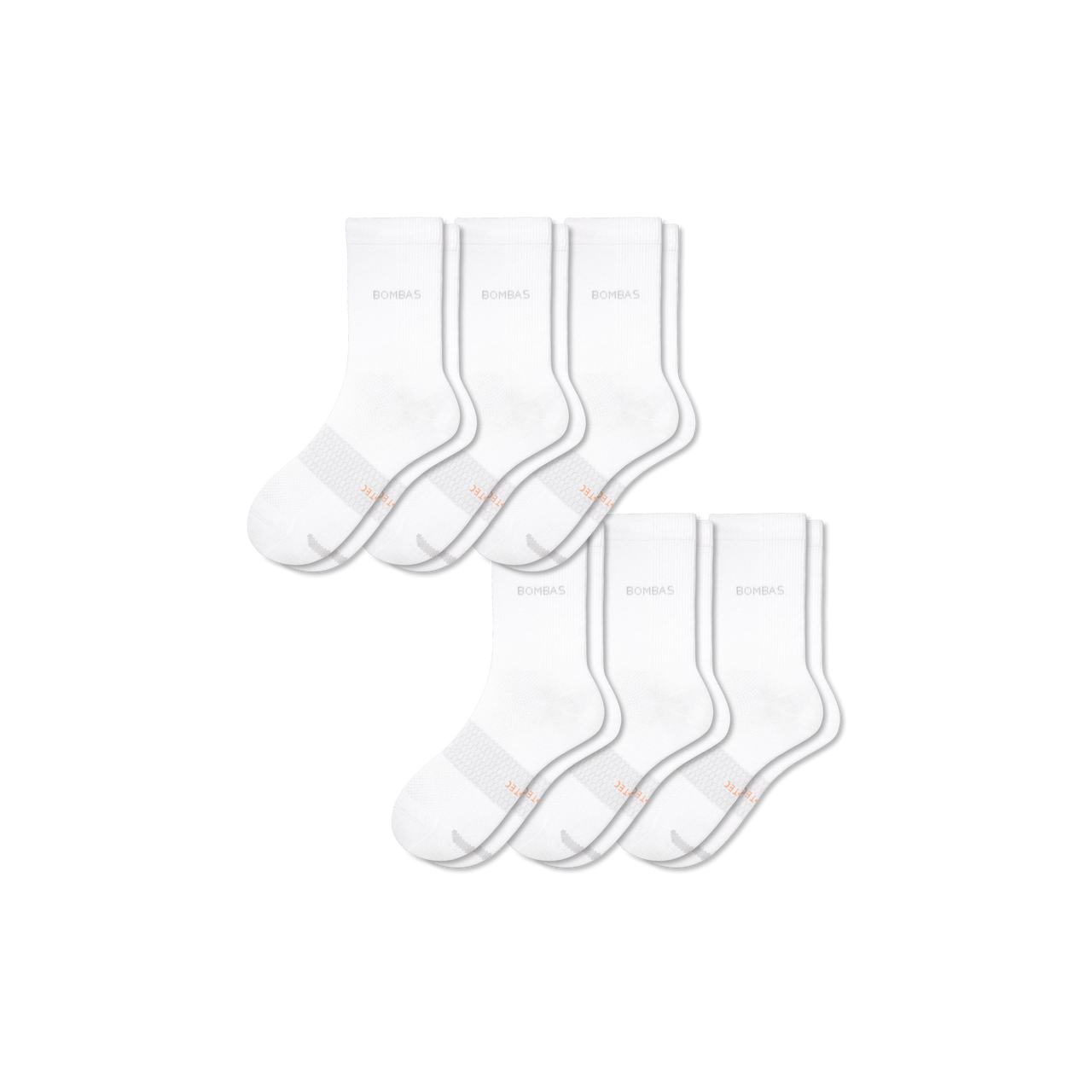 Lightweight Athletic Half-Calf Sock 6-Pack - White