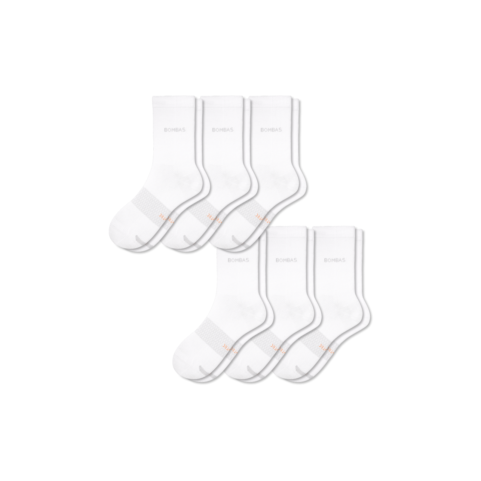 Lightweight Athletic Half-Calf Sock 6-Pack - White