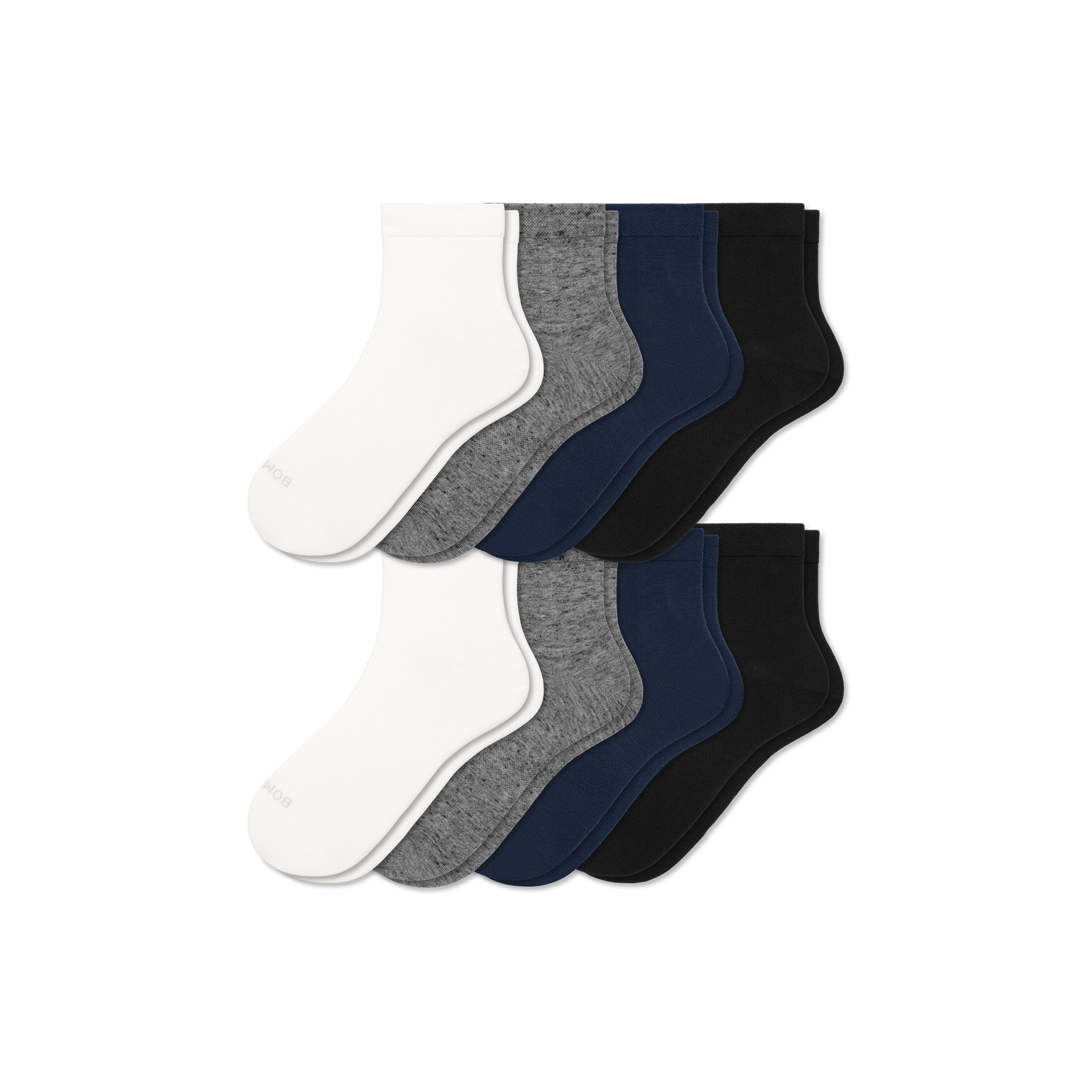 Women's Lightweight Quarter Sock 8-Pack - White Navy Mix L