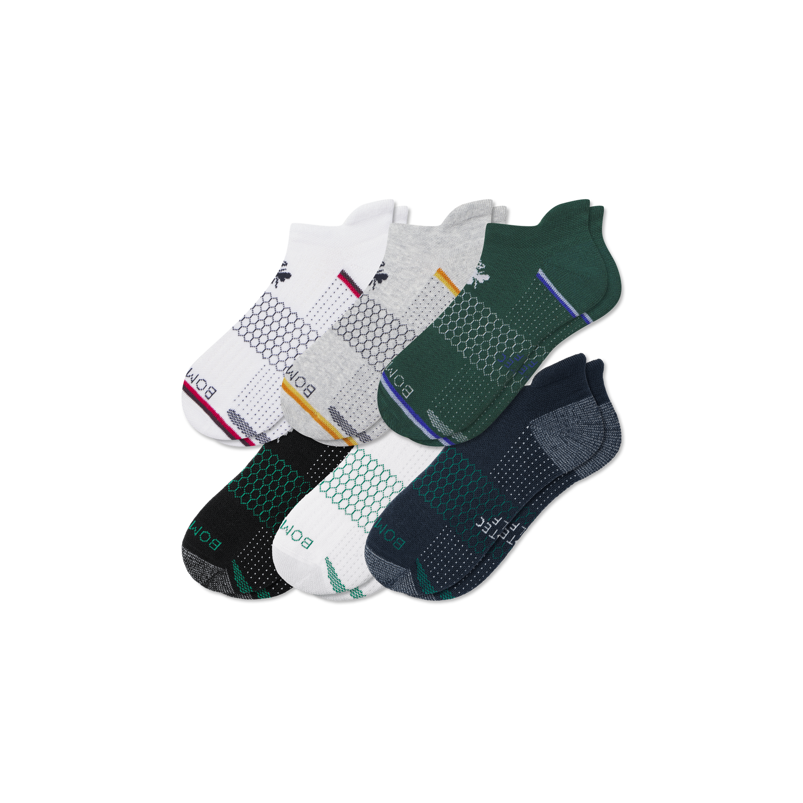 Men's Golf Ankle Sock 6-Pack - White Vivid Red Multi Mix